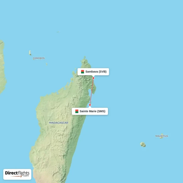 Sambava - Sainte Marie direct flight map