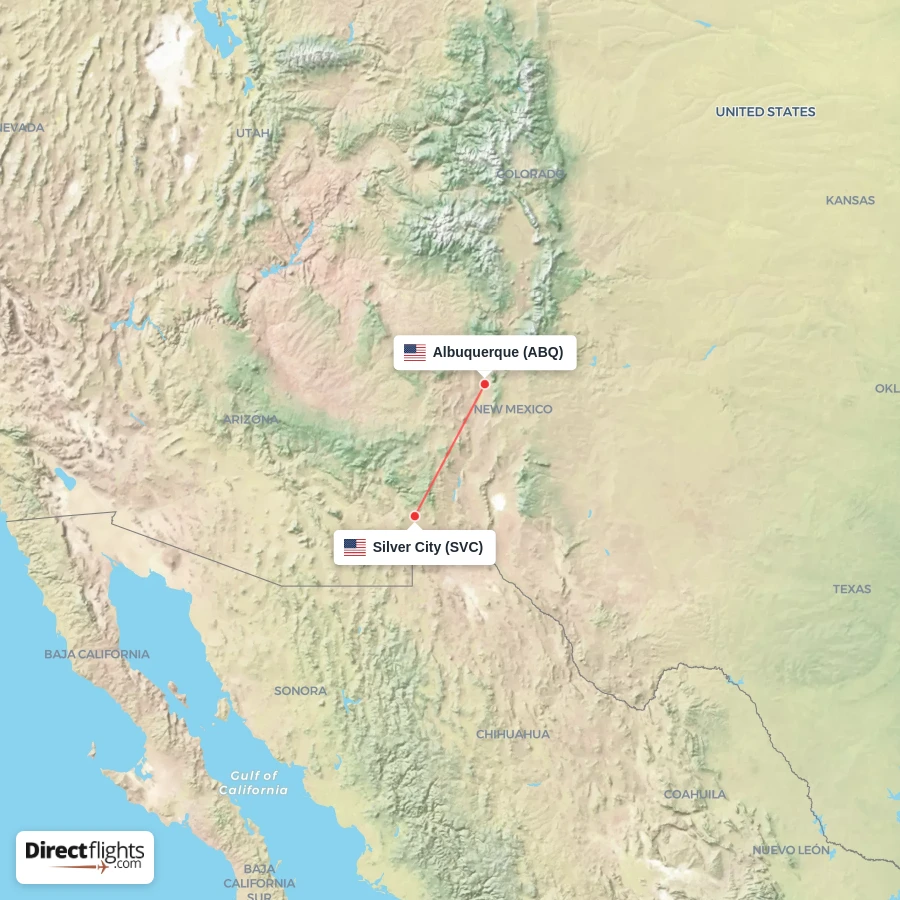 SVC - ABQ route map