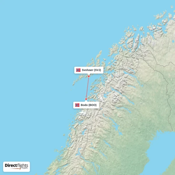 Svolvaer - Bodo direct flight map