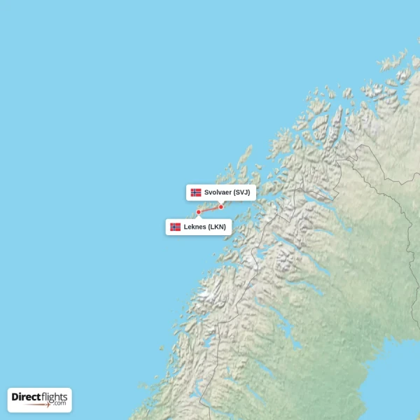 Svolvaer - Leknes direct flight map