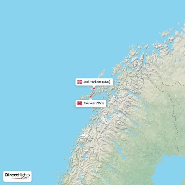 Svolvaer - Stokmarknes direct flight map