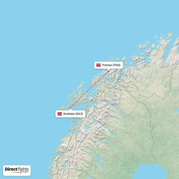 Svolvaer - Tromso direct flight map