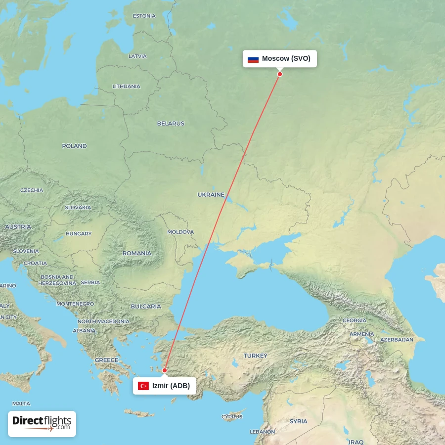 SVO - ADB route map