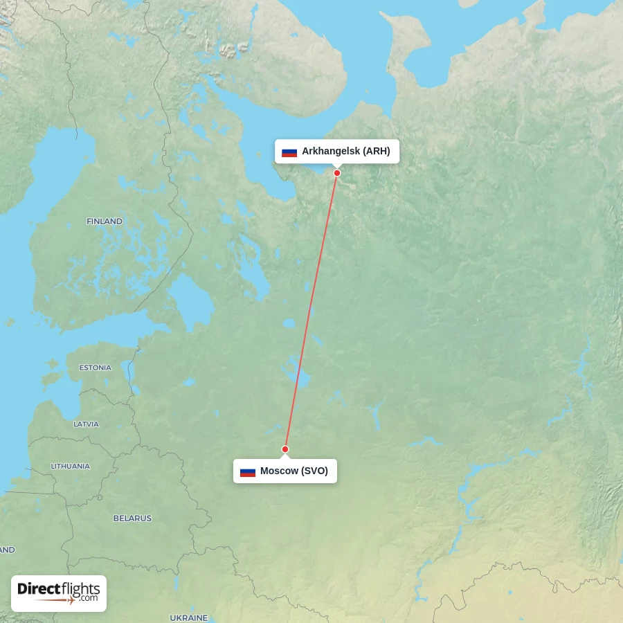 SVO - ARH route map
