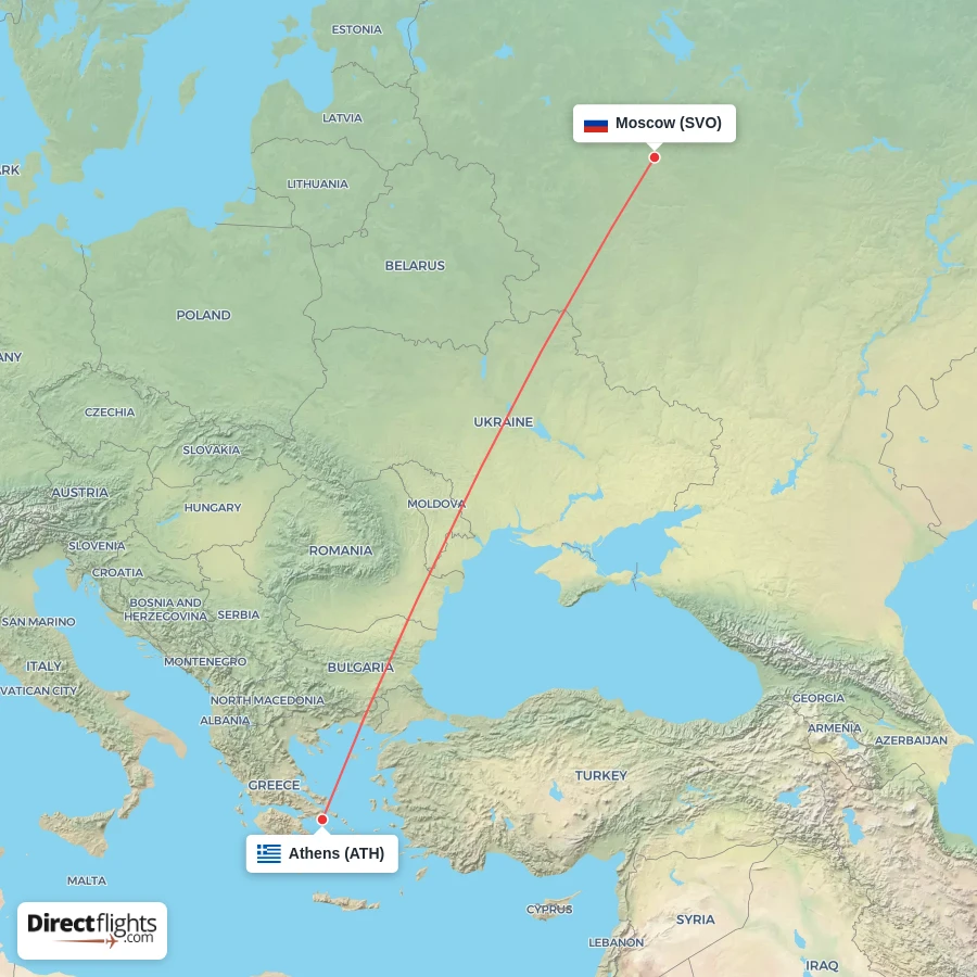 SVO - ATH route map