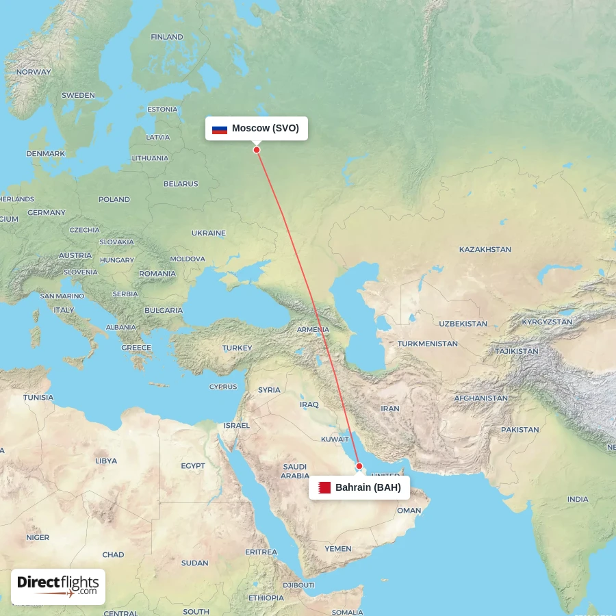 SVO - BAH route map