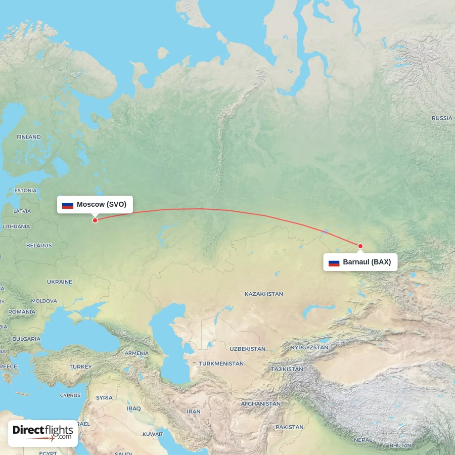 SVO - BAX route map