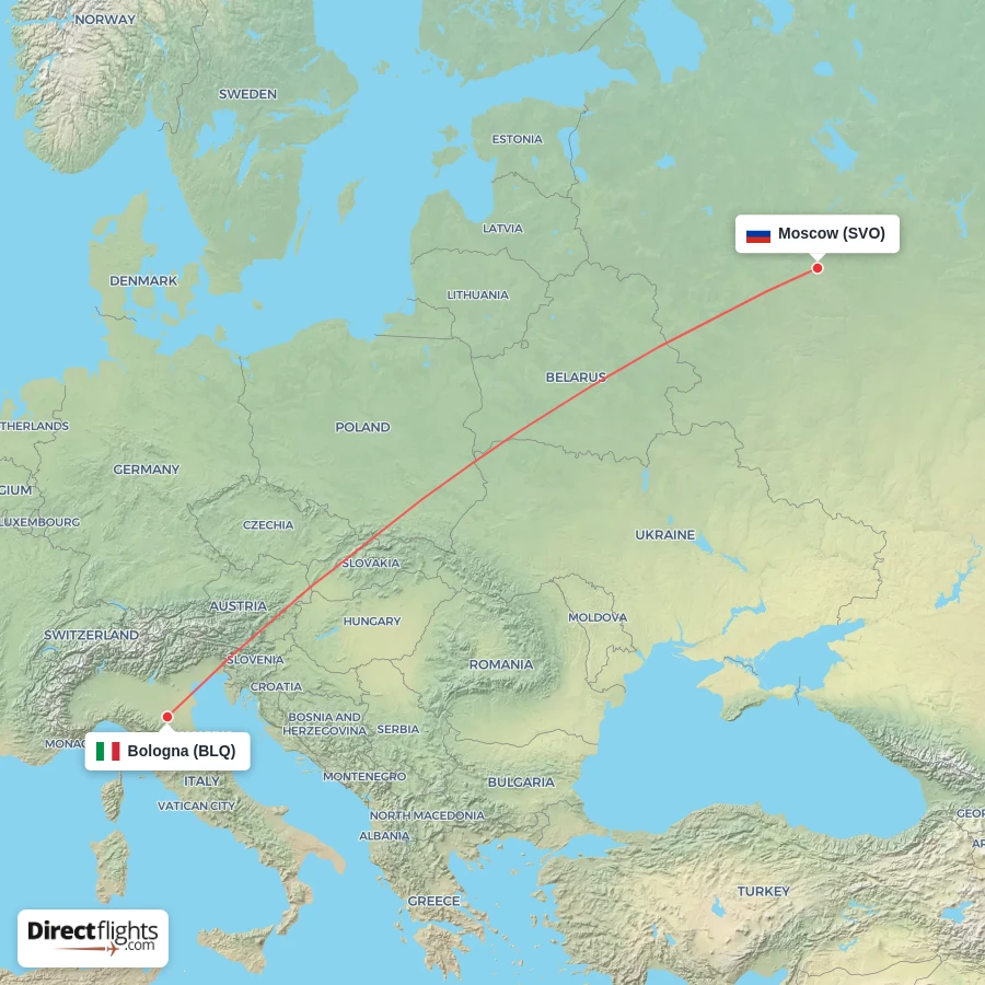 SVO - BLQ route map