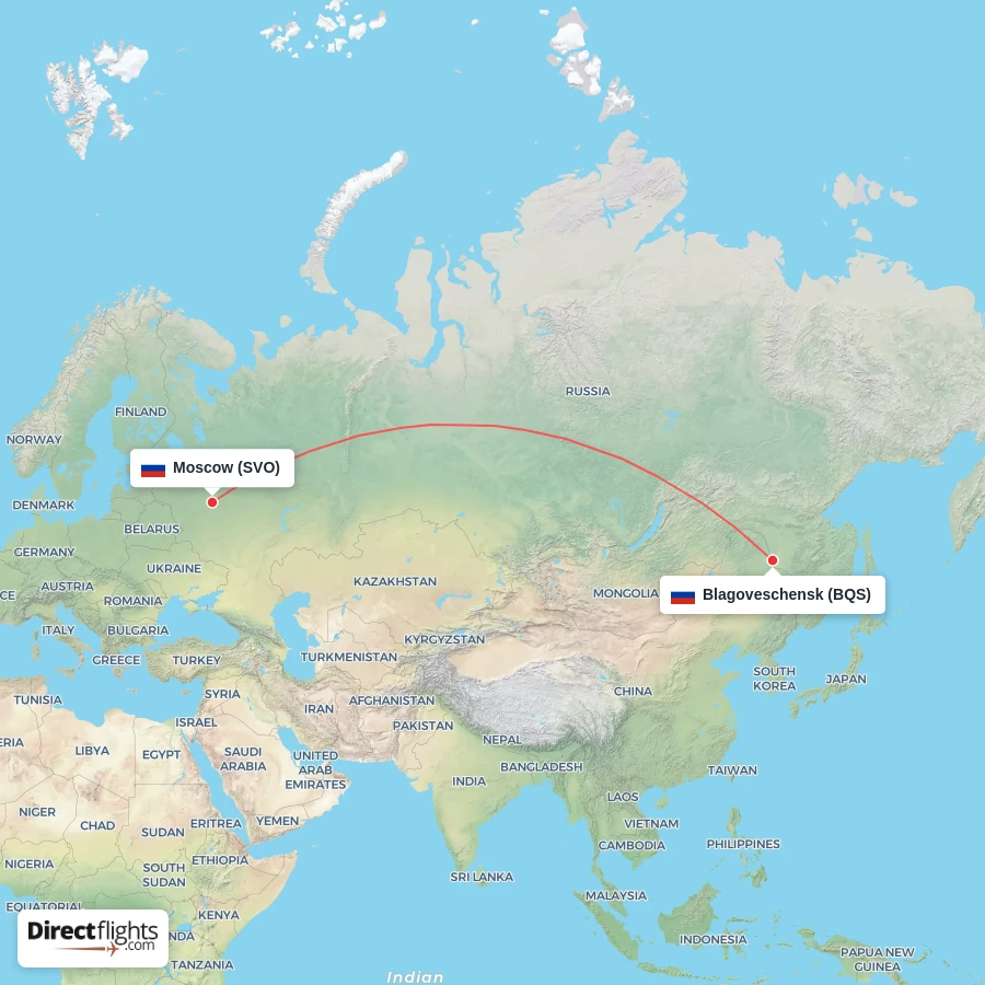 SVO - BQS route map