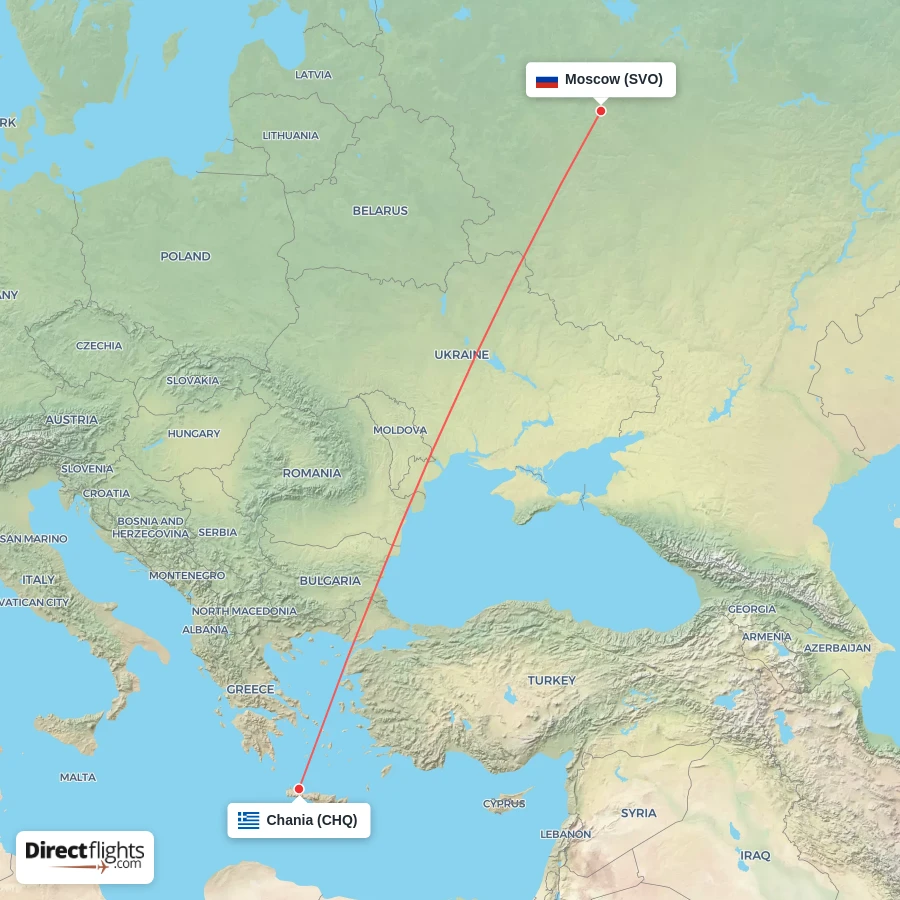 SVO - CHQ route map
