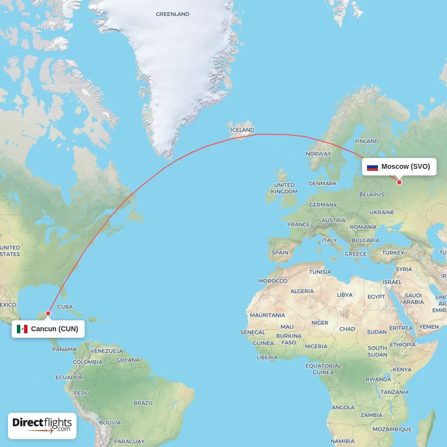 SVO - CUN route map