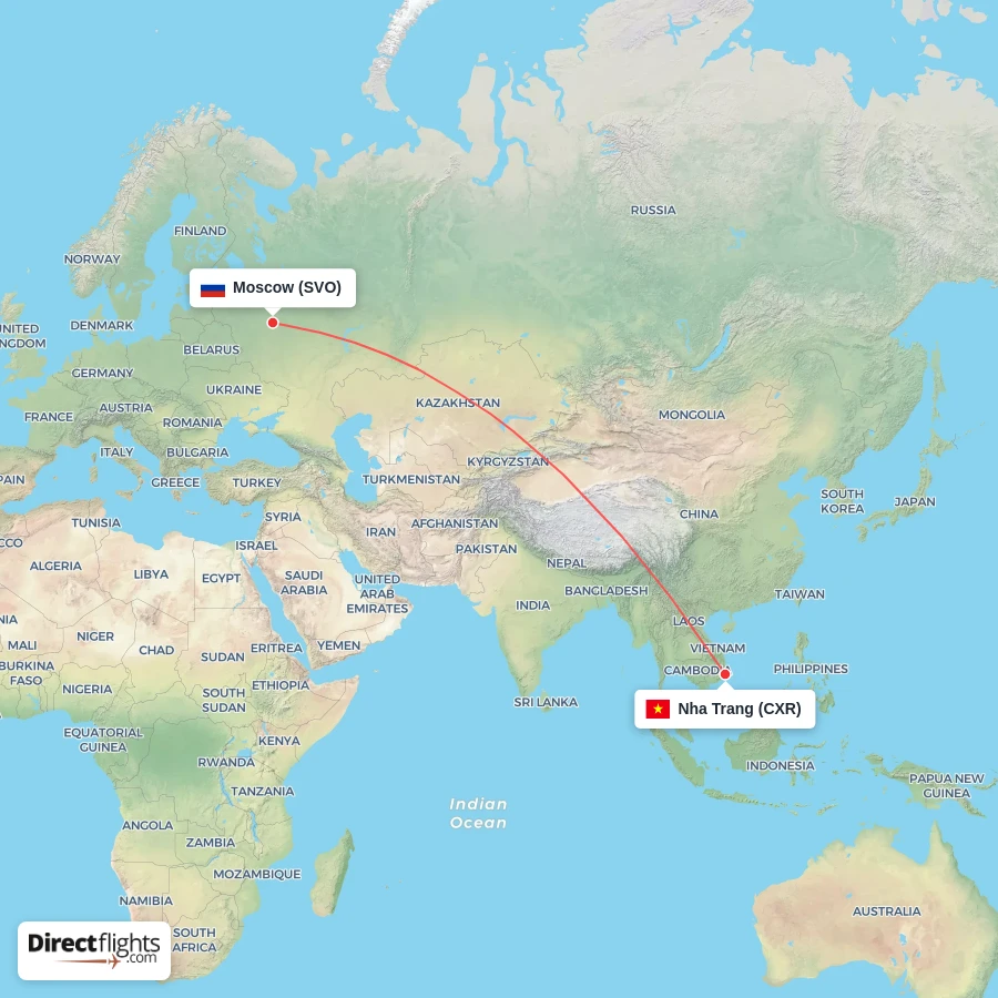 SVO - CXR route map