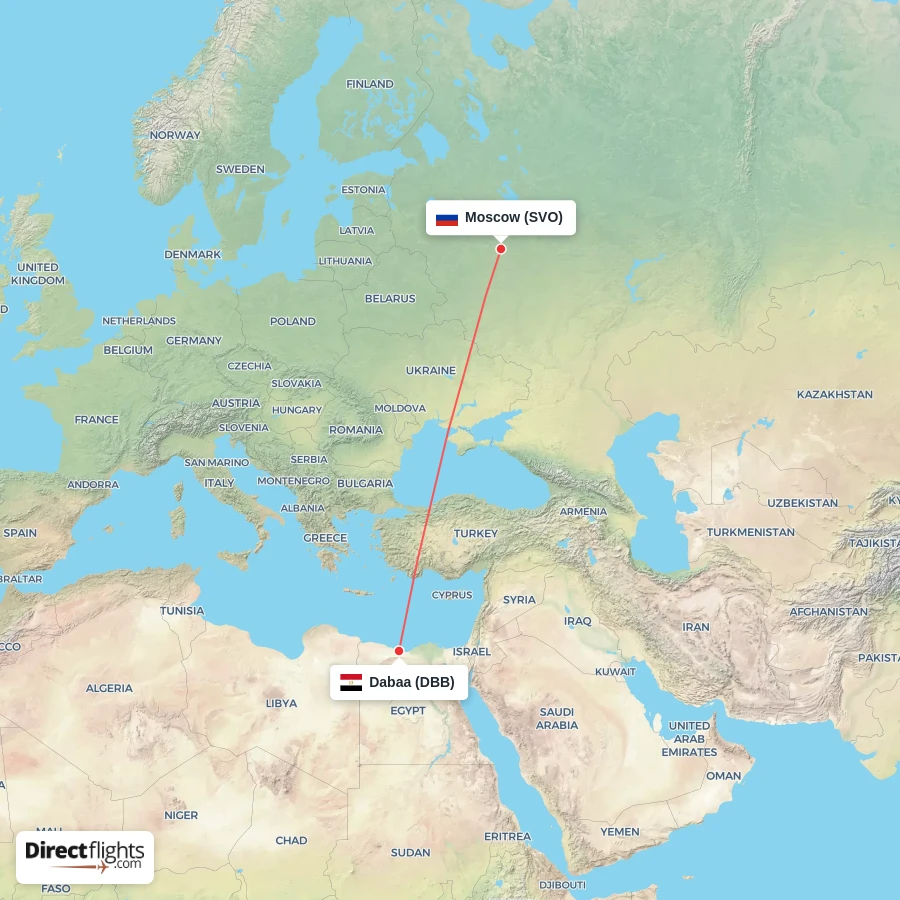 SVO - DBB route map