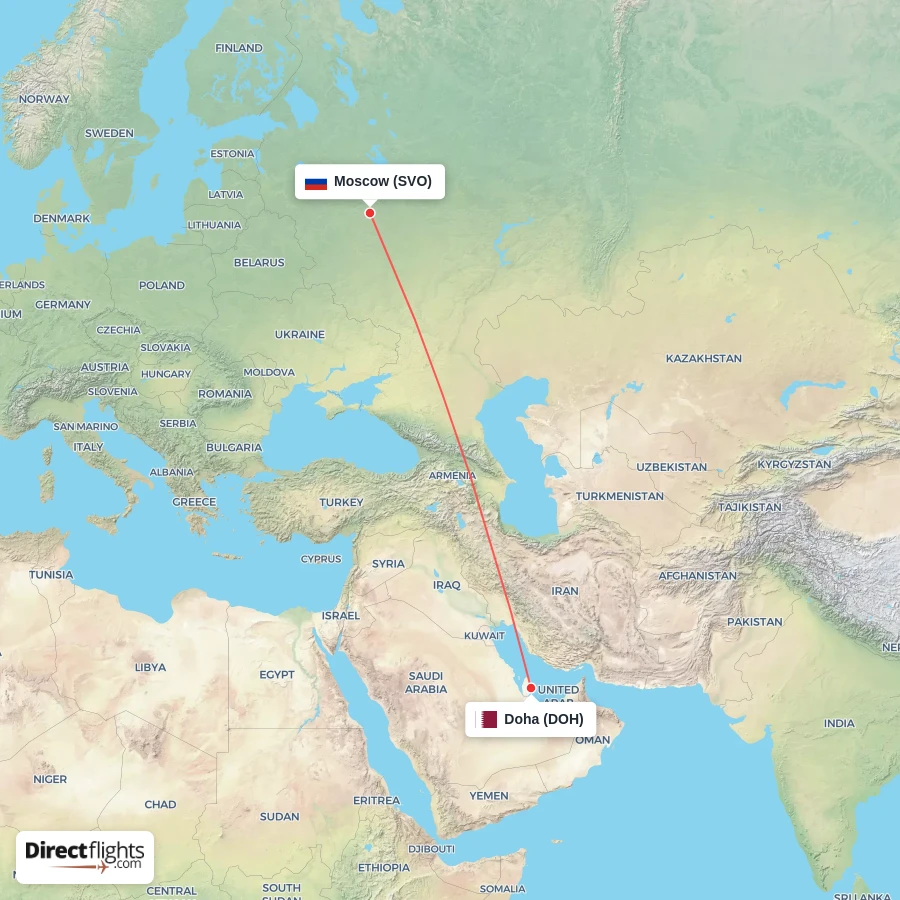 SVO - DOH route map