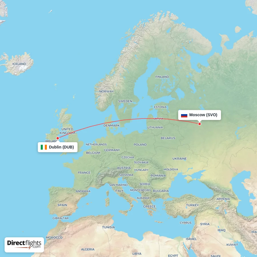 SVO - DUB route map