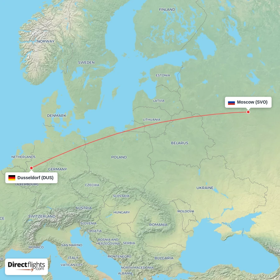SVO - DUS route map