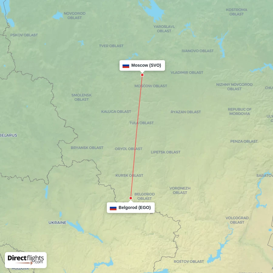 SVO - EGO route map