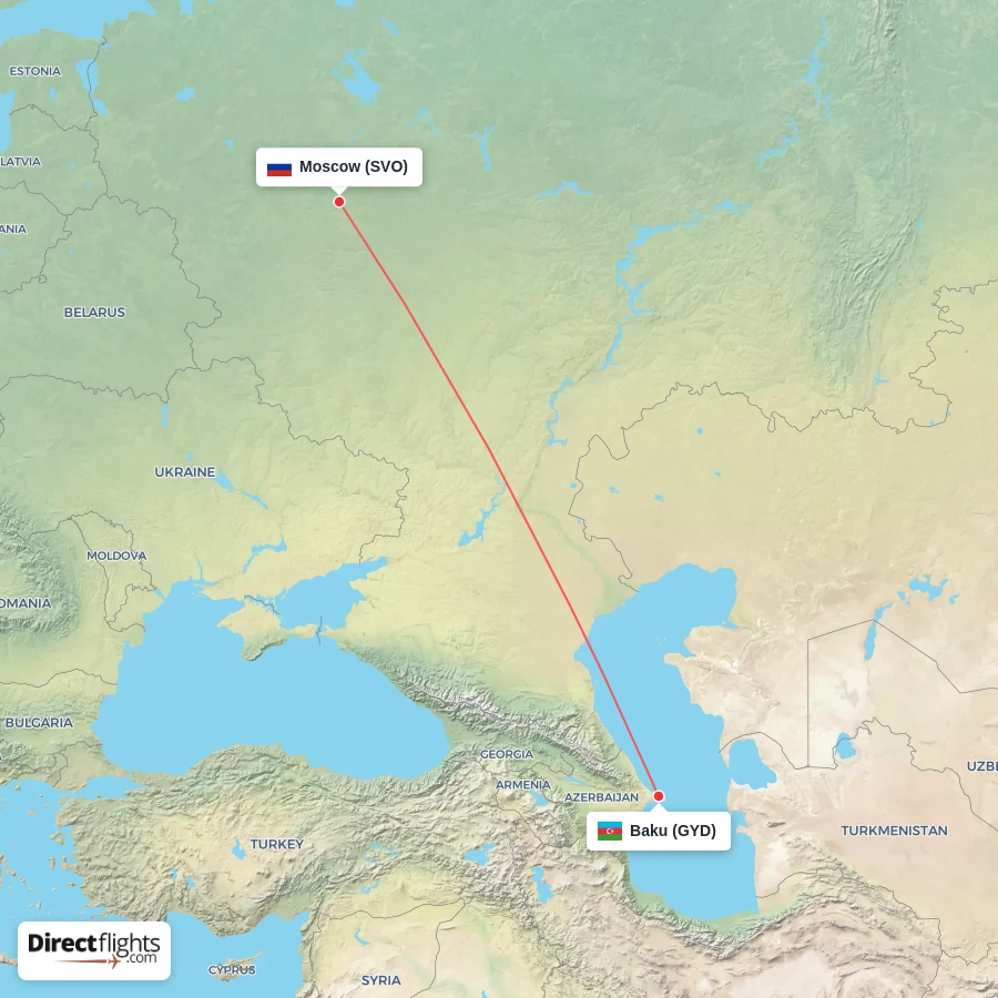 SVO - GYD route map