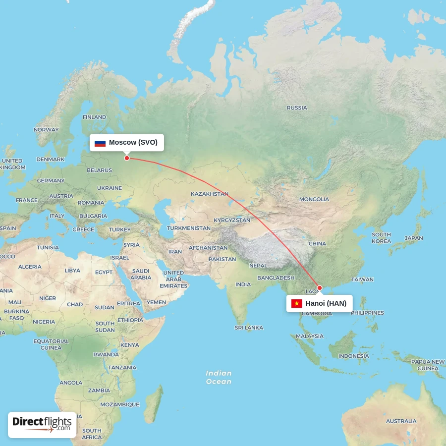 SVO - HAN route map