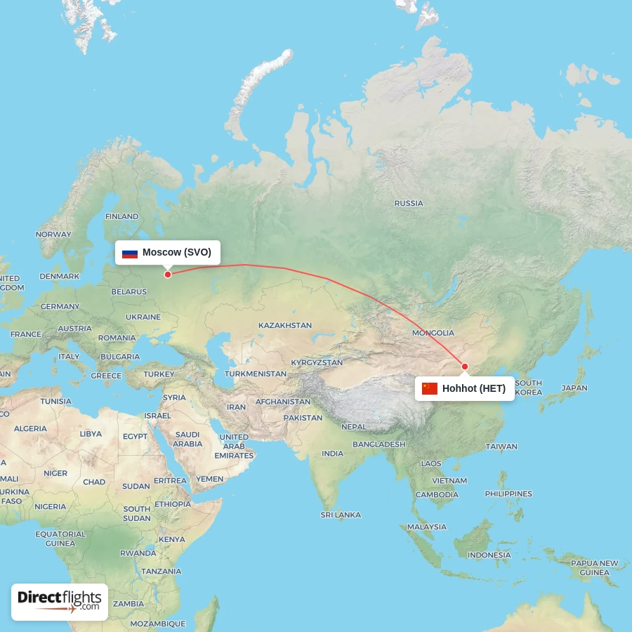 SVO - HET route map