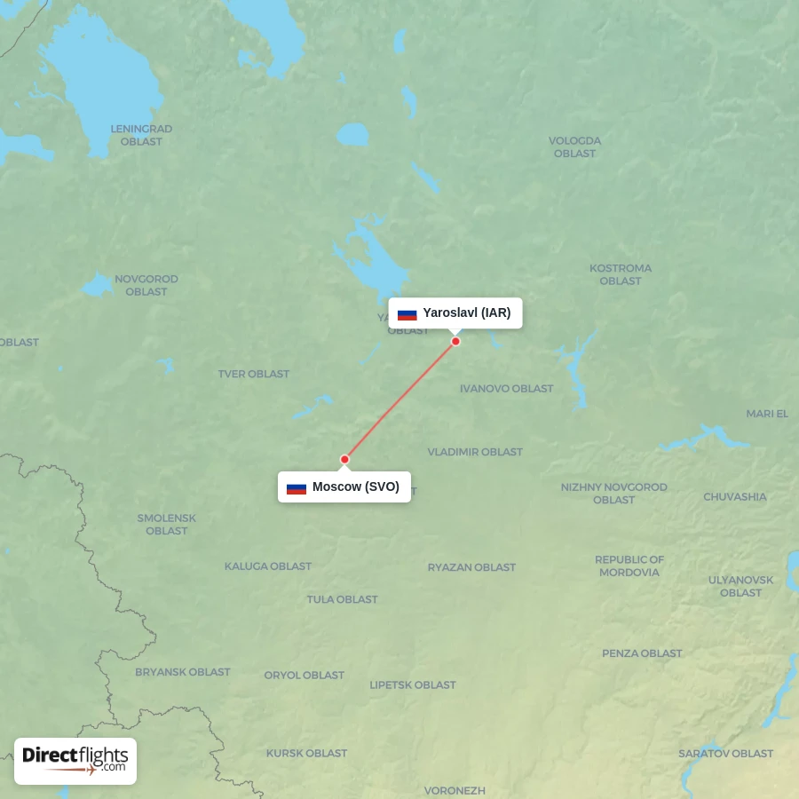 SVO - IAR route map
