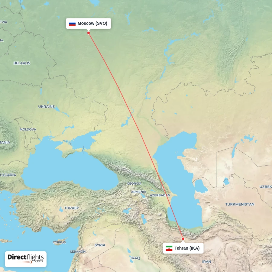SVO - IKA route map