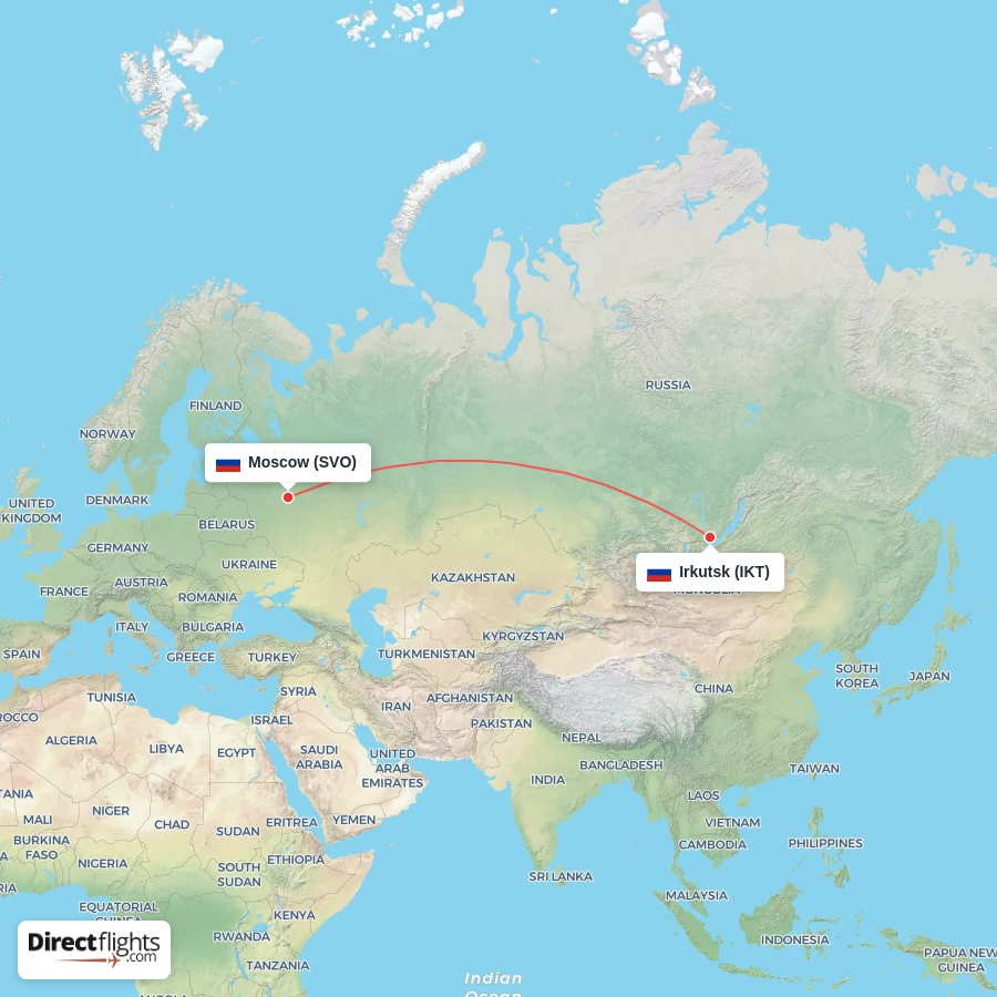SVO - IKT route map