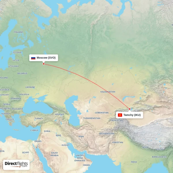 Moscow - Tamchy direct flight map