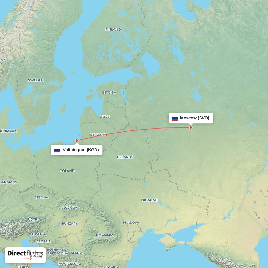 SVO - KGD route map