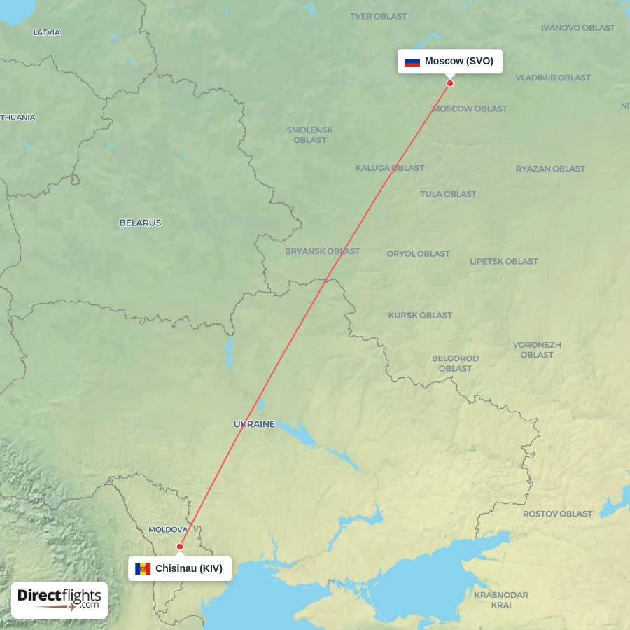 SVO - KIV route map