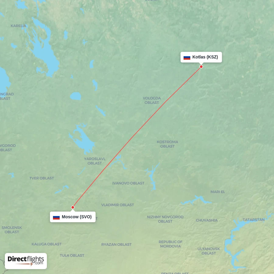 SVO - KSZ route map