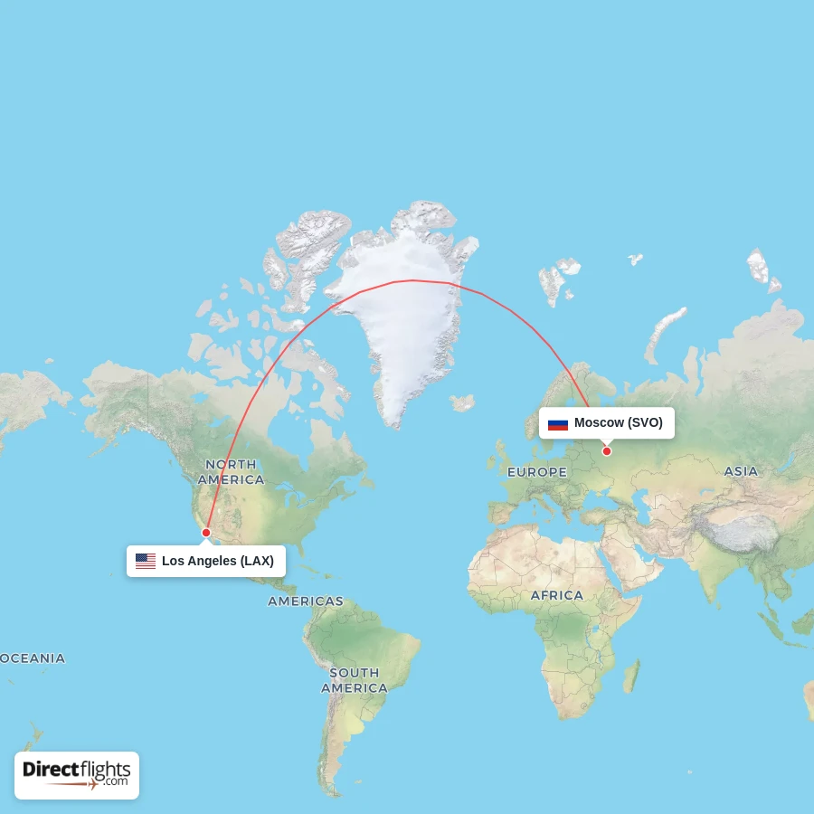 SVO - LAX route map