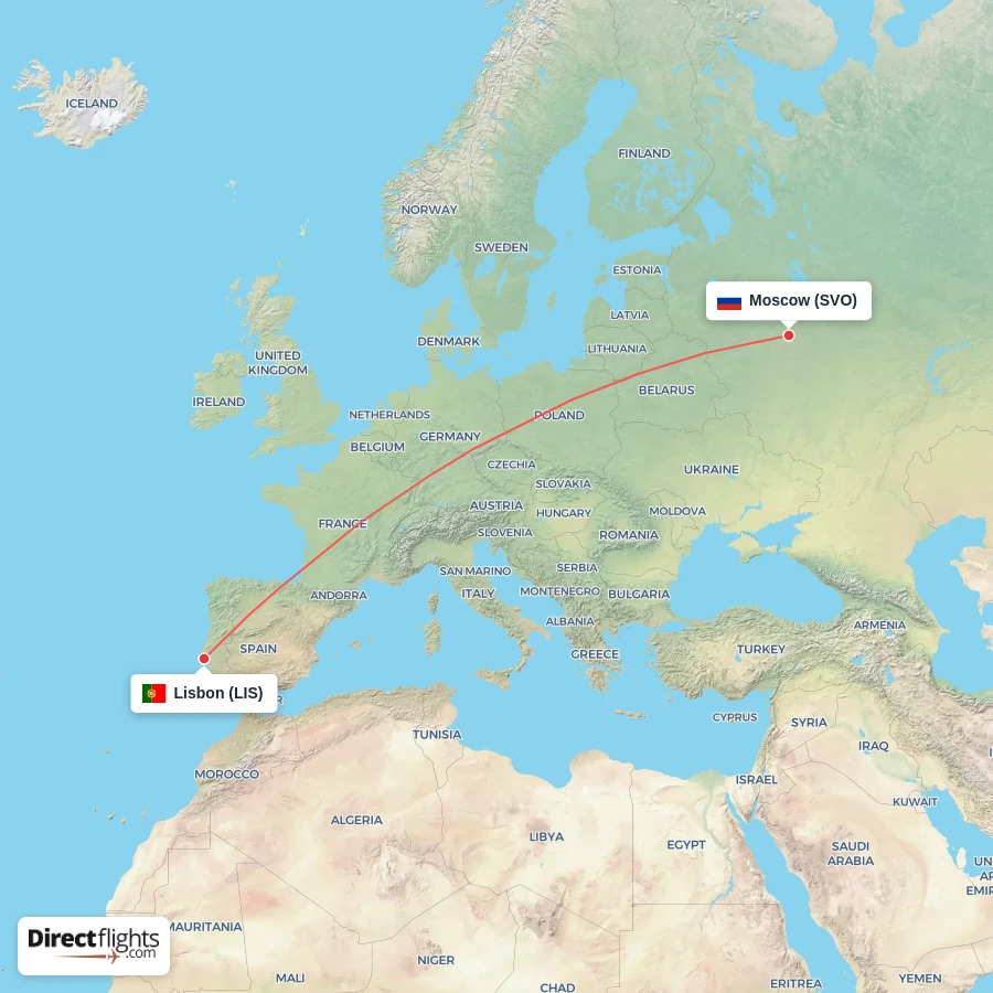 SVO - LIS route map