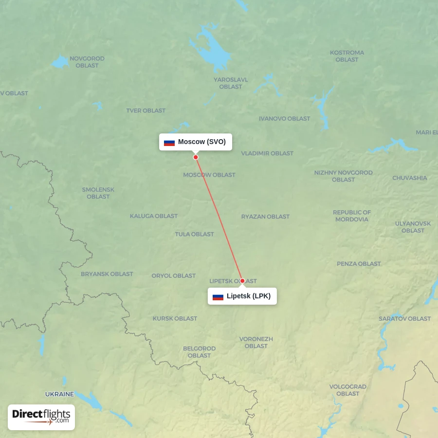 SVO - LPK route map