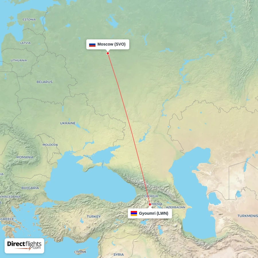 SVO - LWN route map