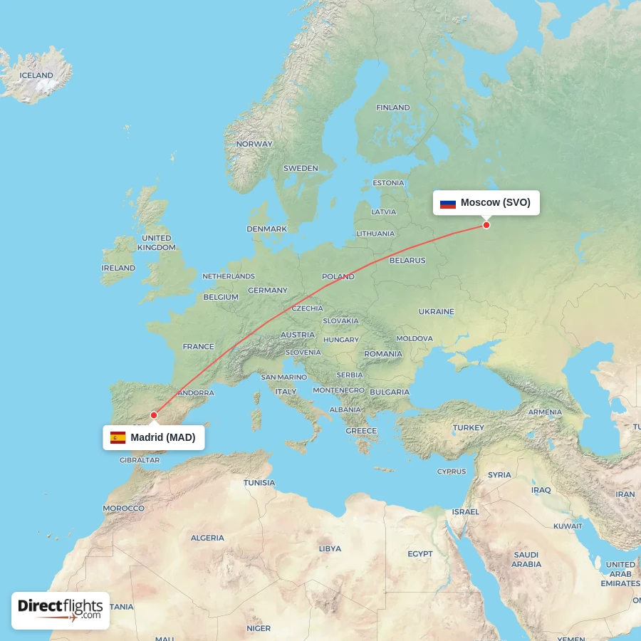 SVO - MAD route map