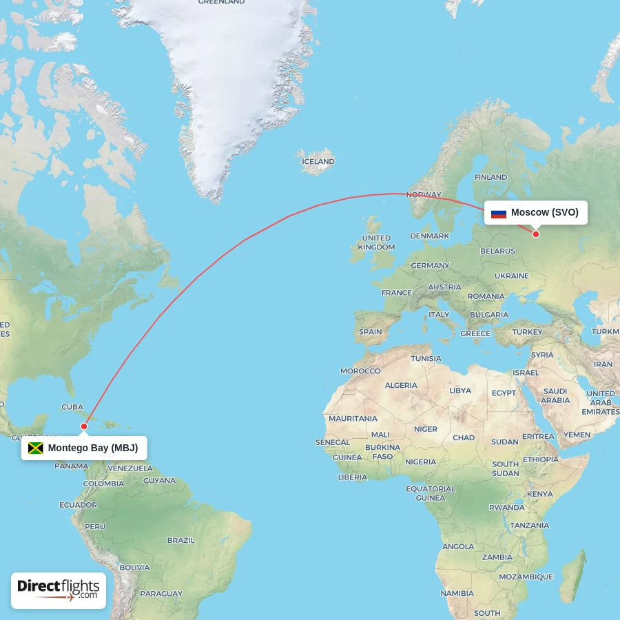 SVO - MBJ route map