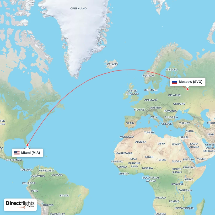 SVO - MIA route map