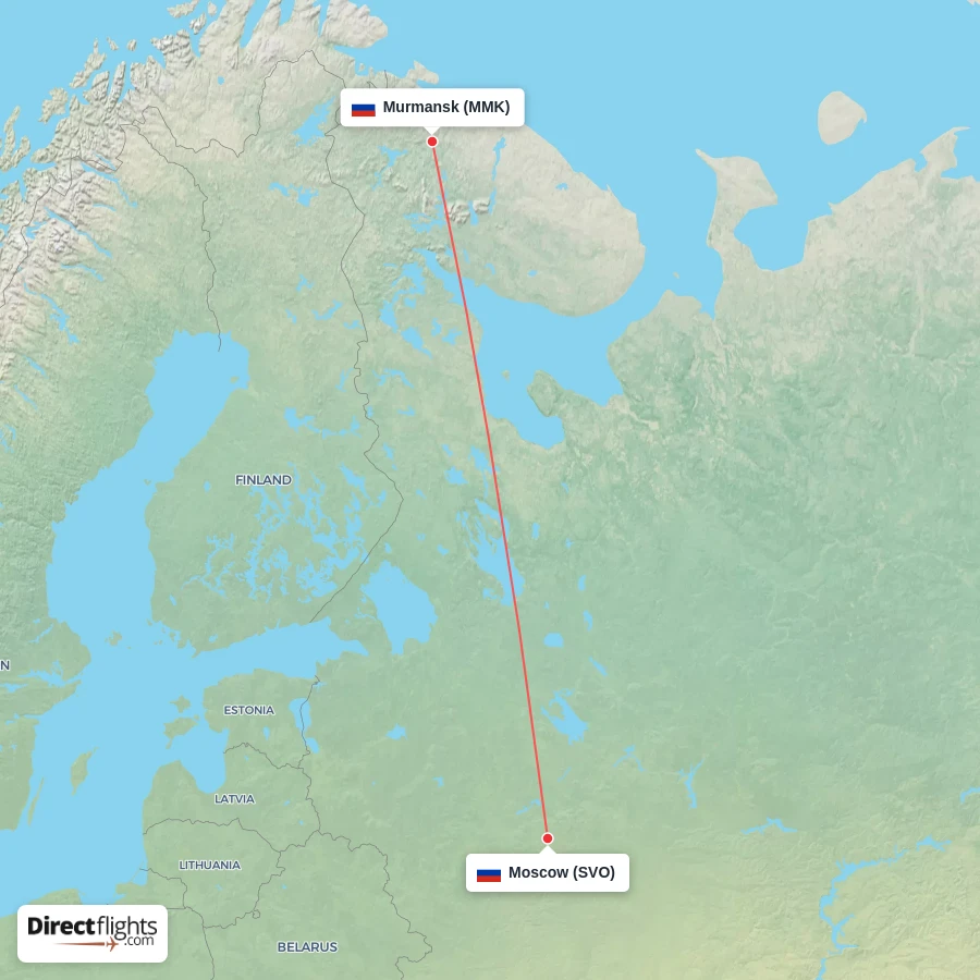 SVO - MMK route map