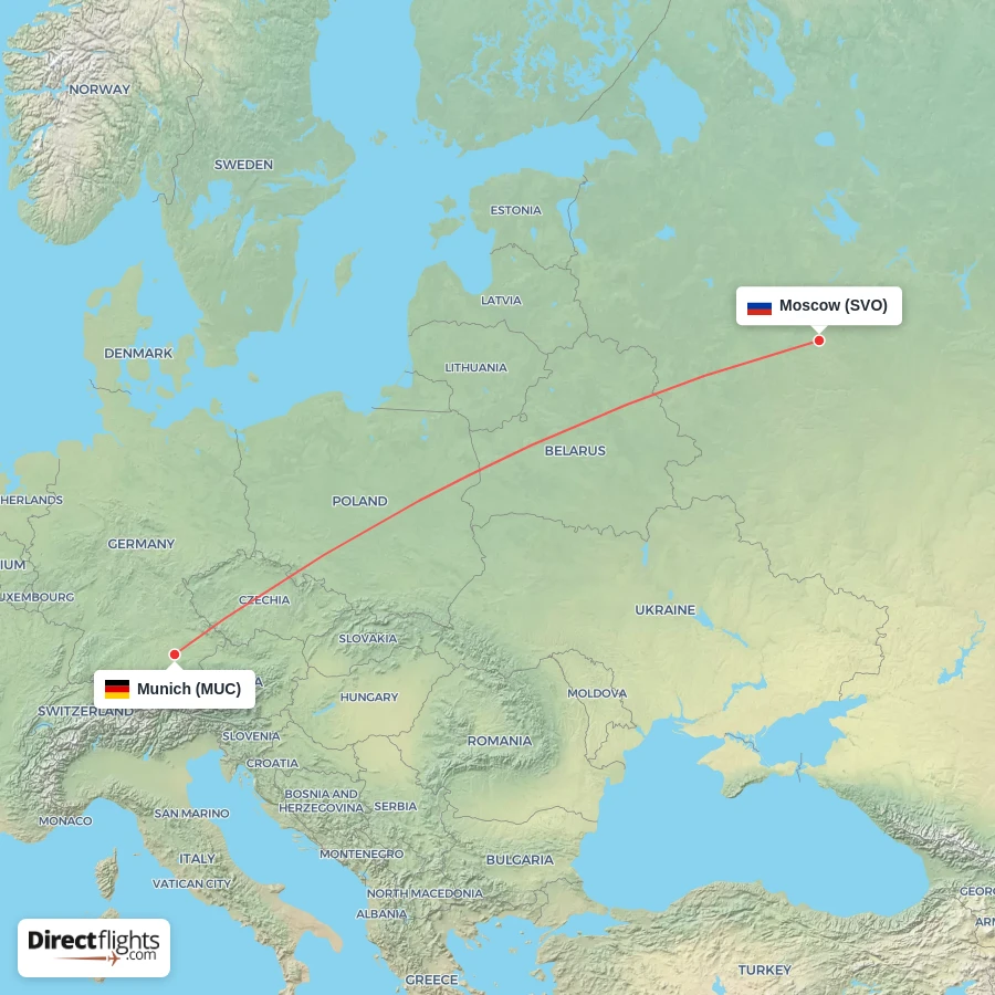 SVO - MUC route map
