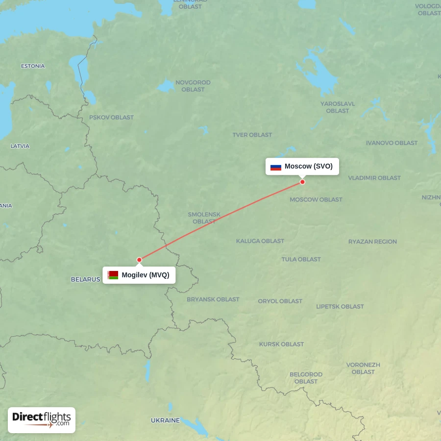 SVO - MVQ route map