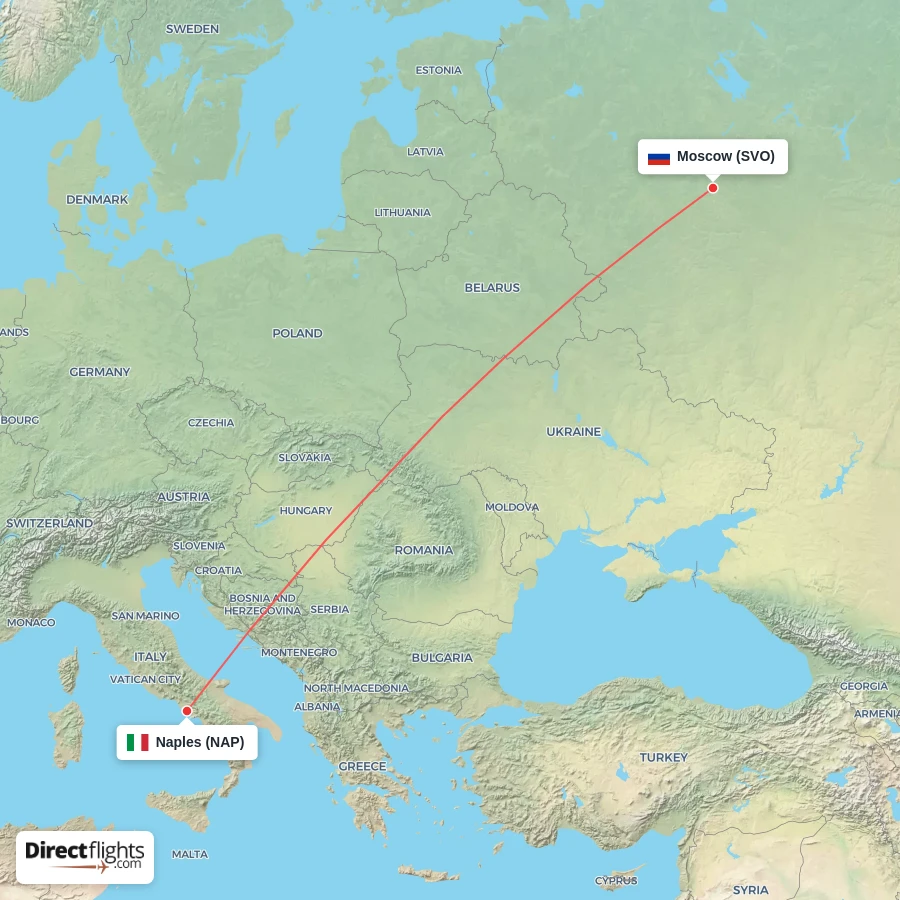 SVO - NAP route map