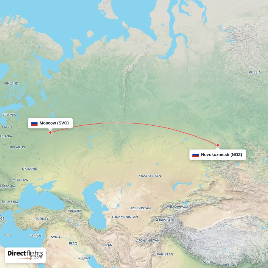 SVO - NOZ route map