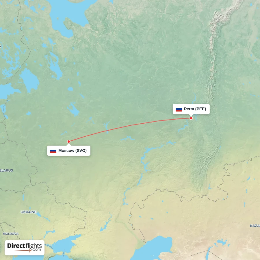 SVO - PEE route map