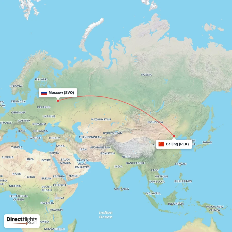 SVO - PEK route map
