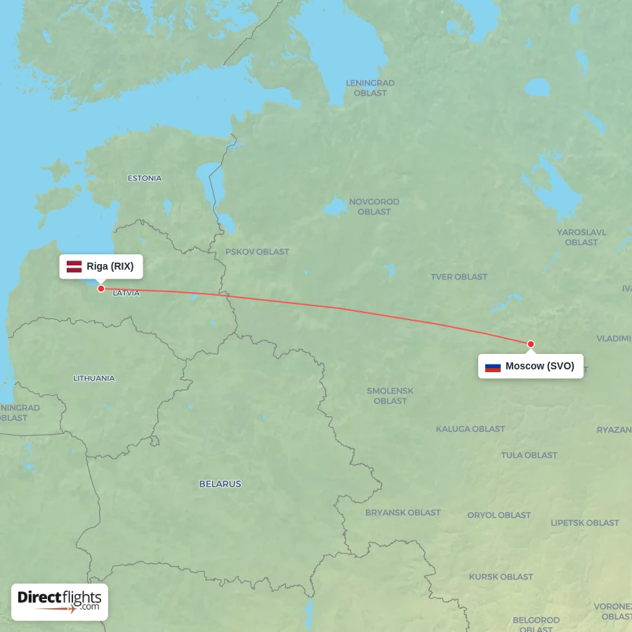 SVO - RIX route map