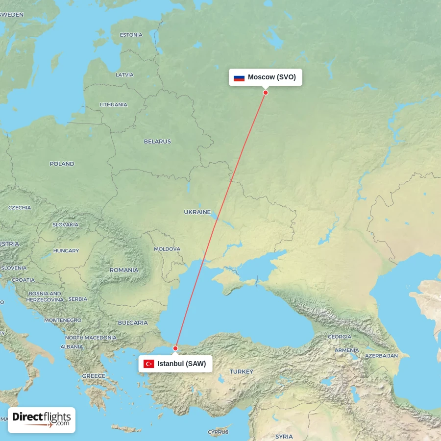 SVO - SAW route map