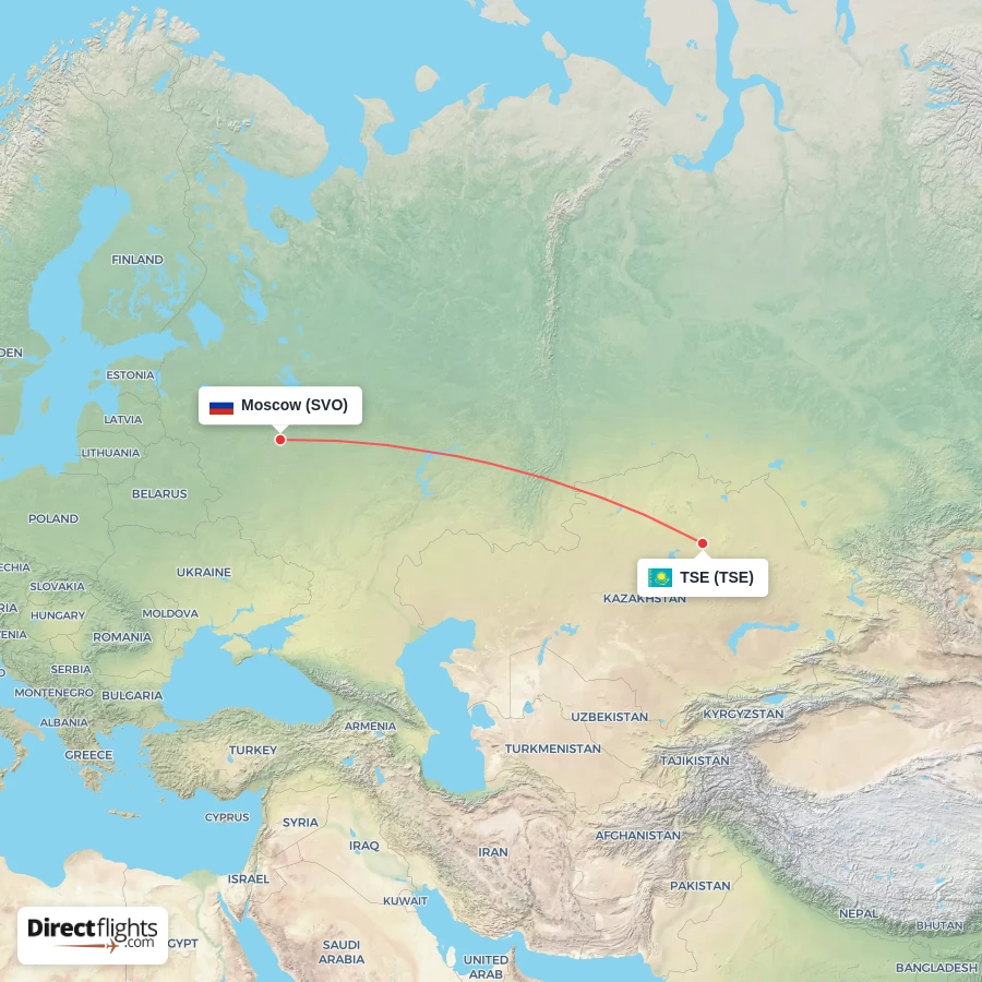 SVO - TSE route map