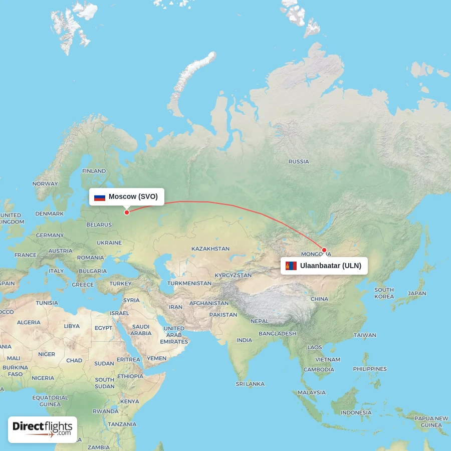 SVO - ULN route map