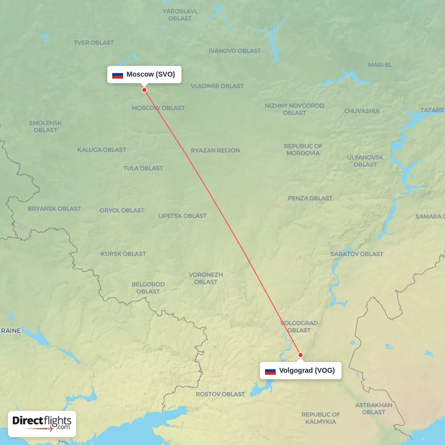 SVO - VOG route map